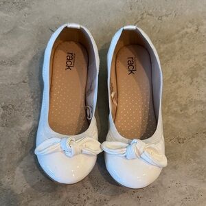 Girls White Ballet Flats with Bow